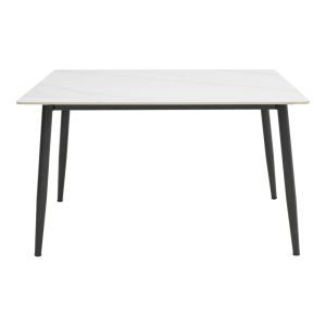 Table Gustas I white marble sintered stone-black metal 120x80x76cm