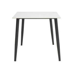 Table Gustas I white marble sintered stone-black metal 80x80x76cm