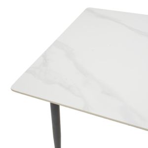 Table Gustas I white marble sintered stone-black metal 80x80x76cm