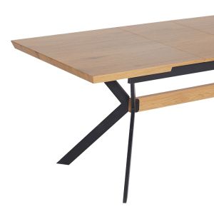 Jessamy extendable table, MDF 43mm in natural shade and black metal leg, 160/200x90x76cm