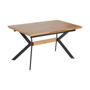 Jessamy extendable table, MDF 43mm in natural shade and black metal leg, 160/200x90x76cm