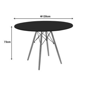 Julita table, Mdf, black and natural beech wood, D120x73cm