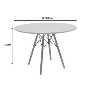 Julita table, MDF, white and natural beech wood, 120x73 cm