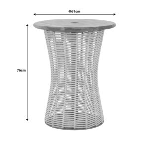 Lemelo metal-salt wood-jute table in ecru shade 61x76cm