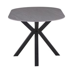 Table Makrey gray marble ceramic-black metal 160x90x75cm