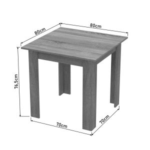 Table Manka I melamine in white color 80x80x77cm