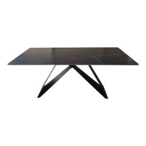 Mapele table with black marble top and black metal legs 180x90x75cm