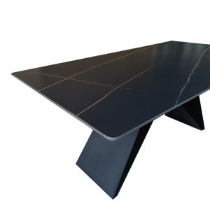 Mapele table with black marble top and black metal legs 180x90x75cm