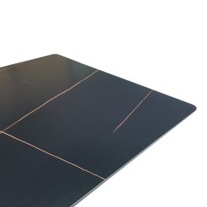 Mapele table with black marble top and black metal legs 180x90x75cm