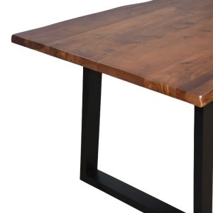 Miles table made of solid acacia wood, 3.7-4 cm thick, walnut color, with black metal legs, 140x80x76 cm