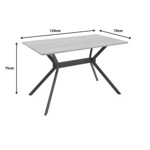 Nerelis table, natural MDF top and black metal leg, 120x70x75cm