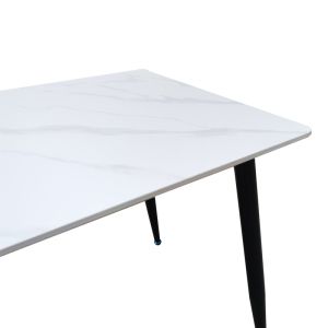 Pembe table made of white marble, sintered stone, with black metal leg 120x70x75cm