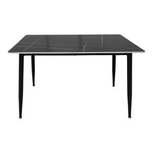 Pembe table made of black marble, sintered stone and black metal leg 120x70x75cm