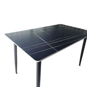Pembe table made of black marble, sintered stone and black metal leg 120x70x75cm