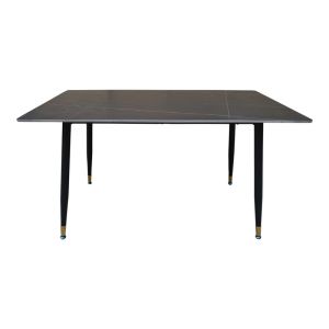 Pembe table made of black marble, sintered stone and black metal legs 140x80x75cm