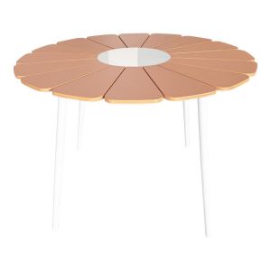 Pinap table white aluminum and plywood in natural shade D110x74cm