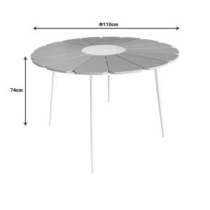 Pinap table white aluminum and plywood in natural shade D110x74cm