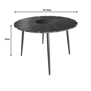 Table Pinap black aluminum and black plywood D110x74cm