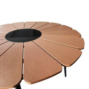 Pinap table black aluminum and plywood in natural shade D110x74cm