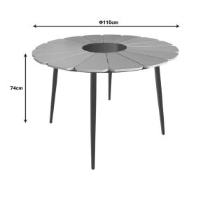 Pinap table black aluminum and plywood in natural shade D110x74cm