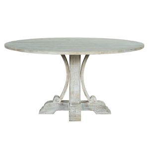 Promise table made of solid mango wood in antique white D150x77cm