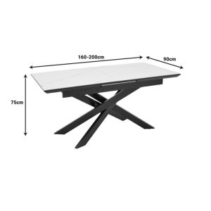 Table Ragemi gray MDF-black metal 160-200x90x75cm