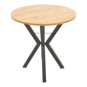 Rogue table with natural lampshade and black metal legs, dimensions 70x72 cm