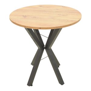 Rogue table with natural lampshade and black metal legs, dimensions 70x72 cm