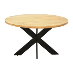 Royalty I table, Industrial solid mango wood 4 cm in natural shade - metal leg, dimensions 130x77 cm