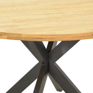 Royalty I table, Industrial solid mango wood 4 cm in natural shade - metal leg, dimensions 130x77 cm