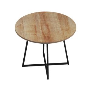 Sarah I table in oak color with black metal legs, dimensions 100x76 cm
