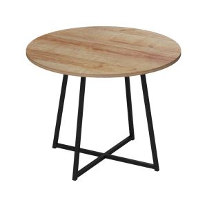 Sarah I table in oak color with black metal legs, dimensions 100x76 cm