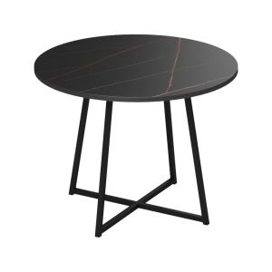 Sarah I table made of black marble with black metal legs, dimensions 100x76 cm