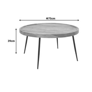 Tavolo table, solid walnut-colored sheesham wood with black metal legs, 75x39cm