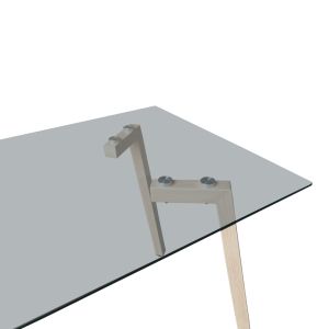 Titta table with glass top and metal legs in natural color 120x70x75cm