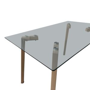 Titta table with glass top and metal legs in natural color 120x70x75cm