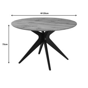 Toda table made of Mdf in walnut color with black metal legs 120x75cm