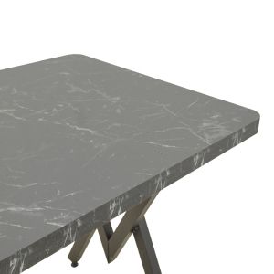 Vertex table with black marble effect and black metal legs 110x70x72cm