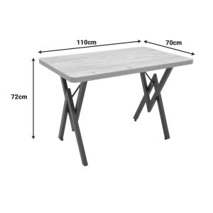 Vertex table, oak, with black metal legs, 110x70x72 cm