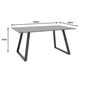Winor table, MDF top, walnut-black metal legs, 160x90x75cm
