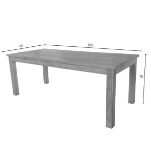 Wooly teak table in natural shade 220x90x75cm