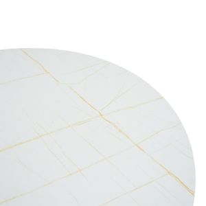 Xuson table white marble top-black metal legs D120x75cm