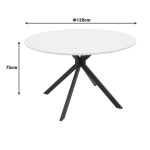 Xuson table white marble top-black metal legs D120x75cm