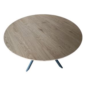 Xuson table top Mdf natural-black metal legs D120x75cm