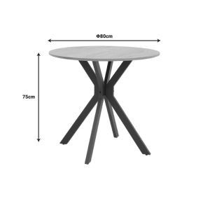 Xuson table MDF top-black metal legs D80x75cm