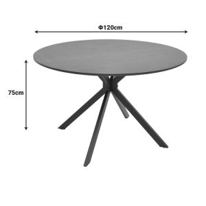 Table Xuson dark gray top-black metal legs D120x75cm
