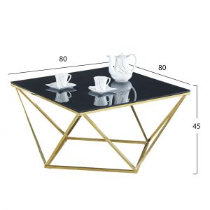 Gold table with black glass top Hm8613.02