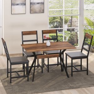 Laluka table with black metal legs in walnut shade 120x70x74cm