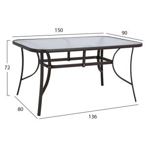 Metal table brown 150x90χ72 Hm5145,02