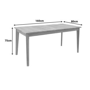 Ory teak table in natural shade 160x80x75cm